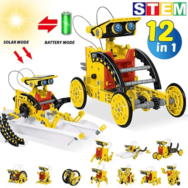 a set of yellow and red robots