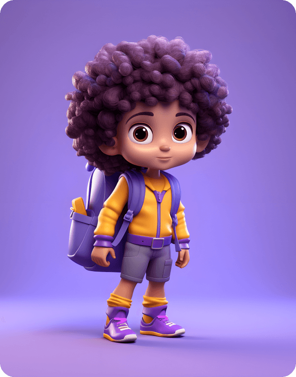 a cartoon character of a boy with a backpack